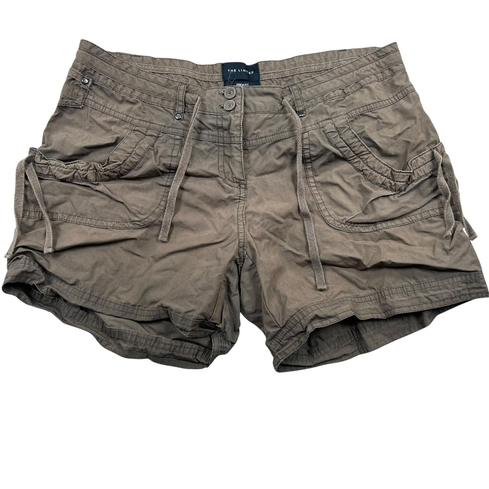 The Limited Y2K Cargo Shorts Women 8 Brown Drew Fit Cotton Utility Drawstring